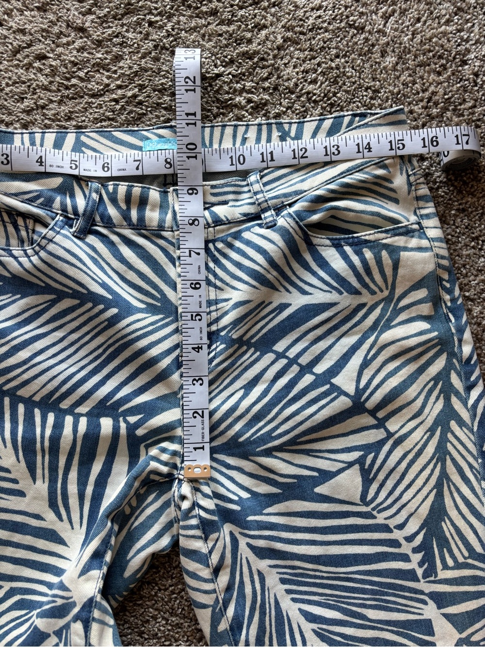J McLaughlin Jaycie Willow Lake Cotton Stretch Straight Fit Jeans Palm Print, 8 - Picture 9 of 10